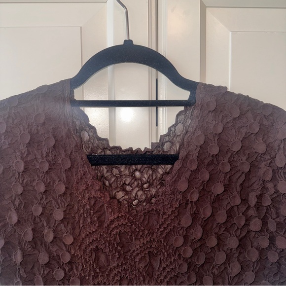 Vintage brown short-sleeve popcorn bubble crinkle shirt - o/s - Picture 4 of 12